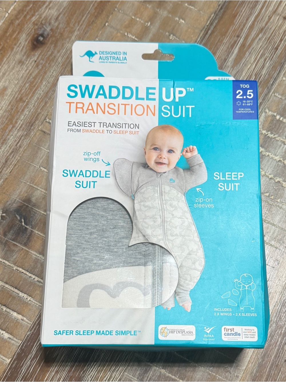 Love to Dream Swaddle Up Transition Suit, Gray Penguin Parade, 2.5 TOG, M (3-6M)